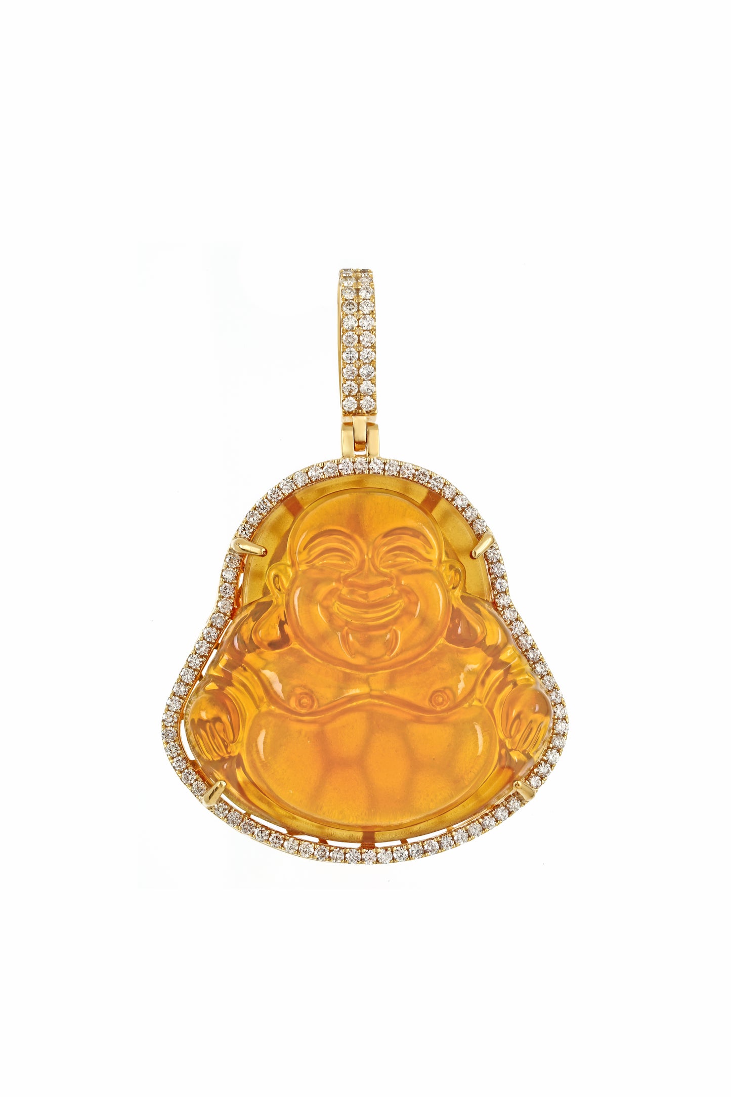 Yellow Gold Buddha Pendant | 1.1 ctw Diamond