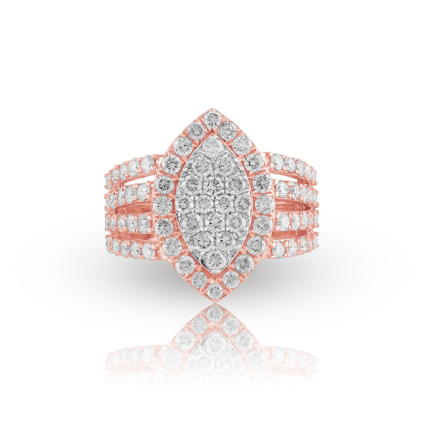 10K Yellow Gold Marquise Shape Round Diamond Ring
