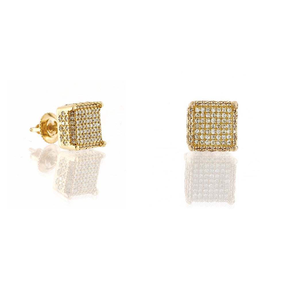 Iced Square Shape Stud Earring