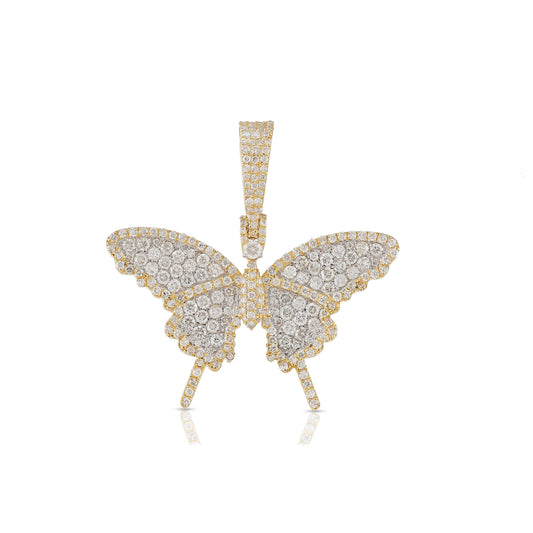 10K Yellow Gold Diamond Butterfly Pendant