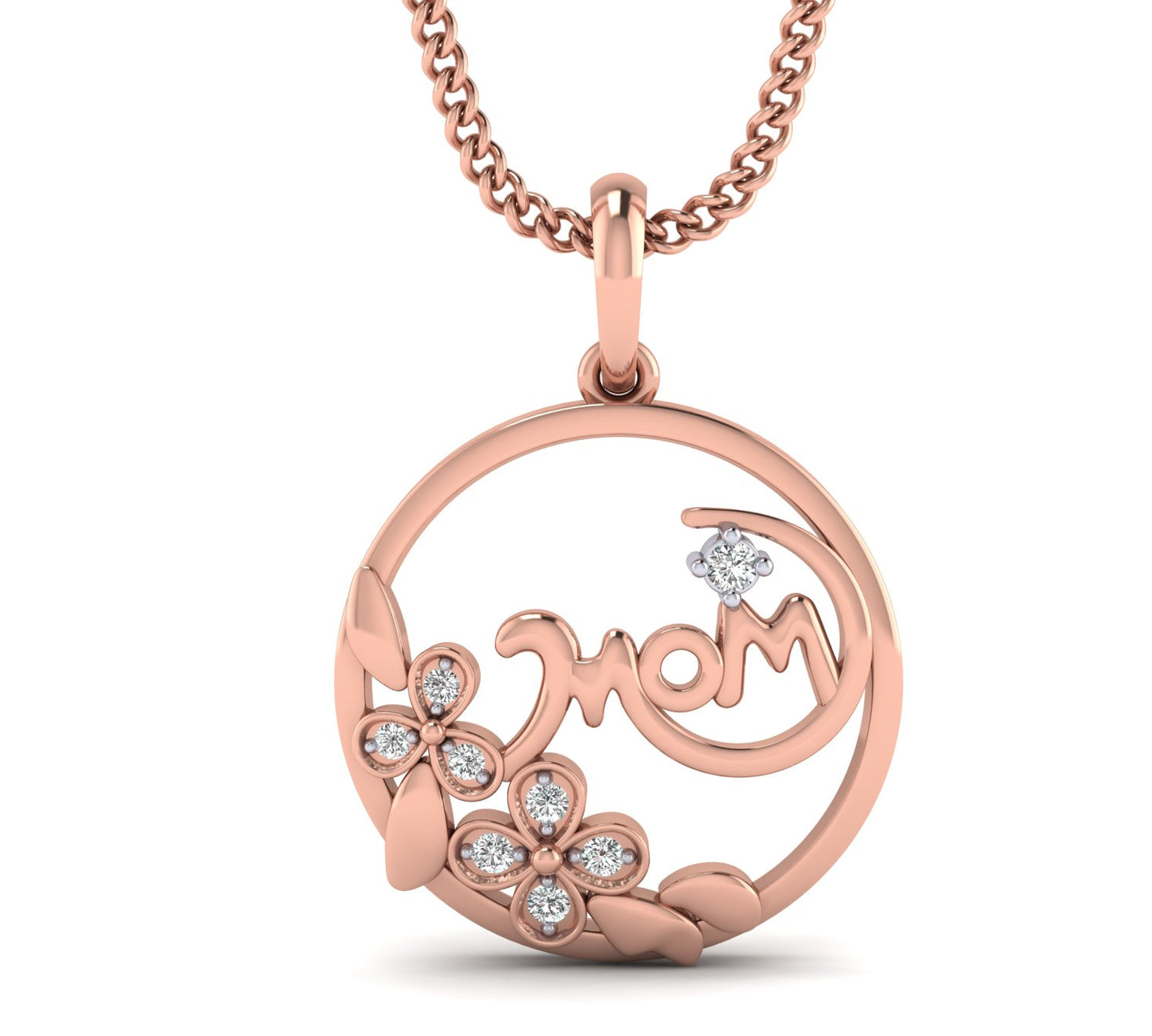 Mother's Day Jewelry Gifts White Natural Diamond Mom Pendant Necklace by Truth Jewel