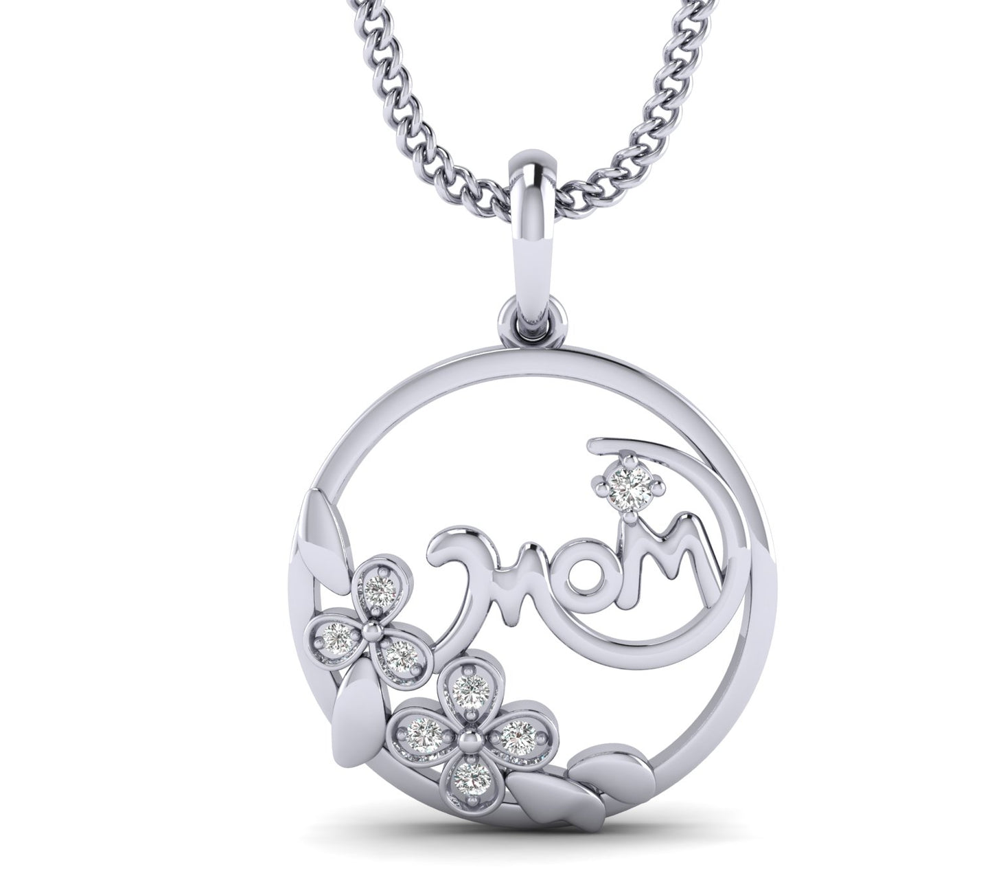 Mother's Day Jewelry Gifts White Natural Diamond Mom Pendant Necklace by Truth Jewel