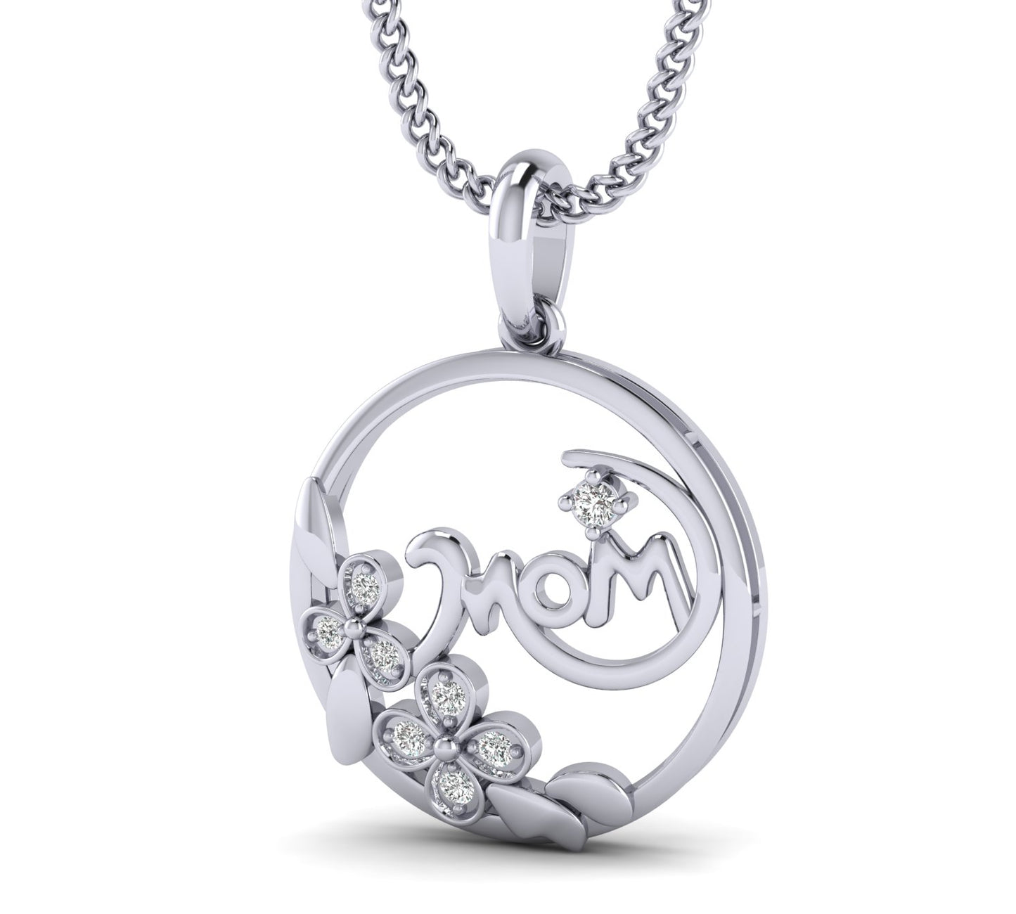 Mother's Day Jewelry Gifts White Natural Diamond Mom Pendant Necklace by Truth Jewel