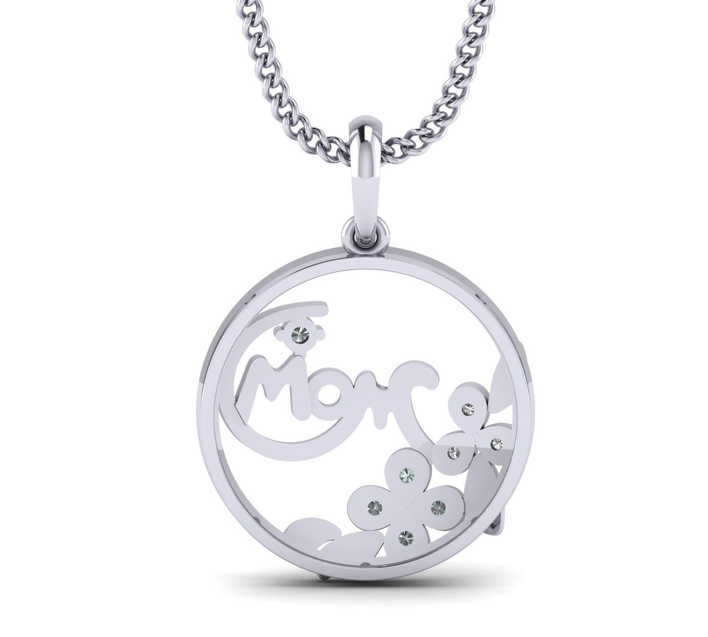 Mother's Day Jewelry Gifts White Natural Diamond Mom Pendant Necklace by Truth Jewel