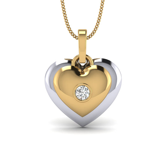 Double Heart  Pendant With Single Natural Diamond By Truth Jewel