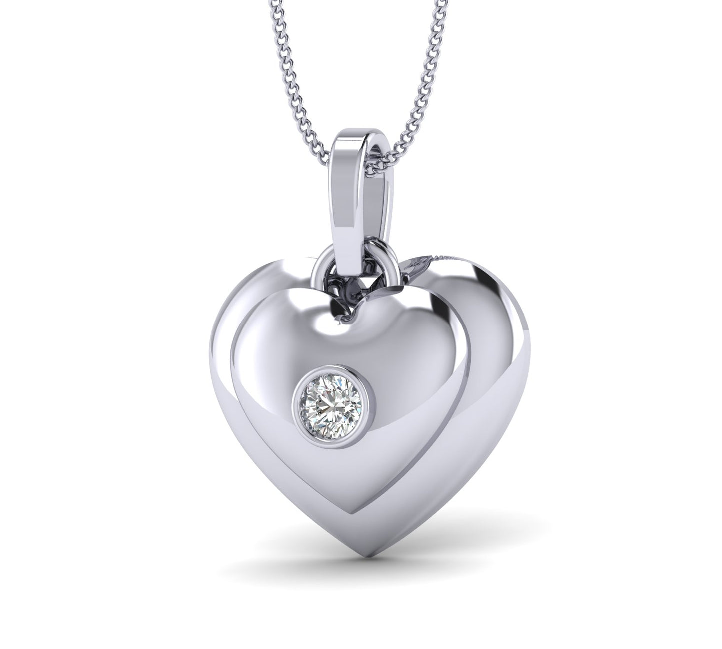 Double Heart Pendant With Single Natural Diamond By Truth Jewel