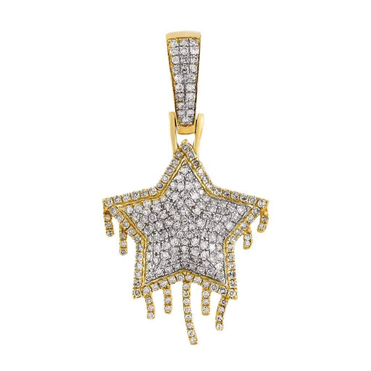 Dripping Star Diamond Pendant yellow gold