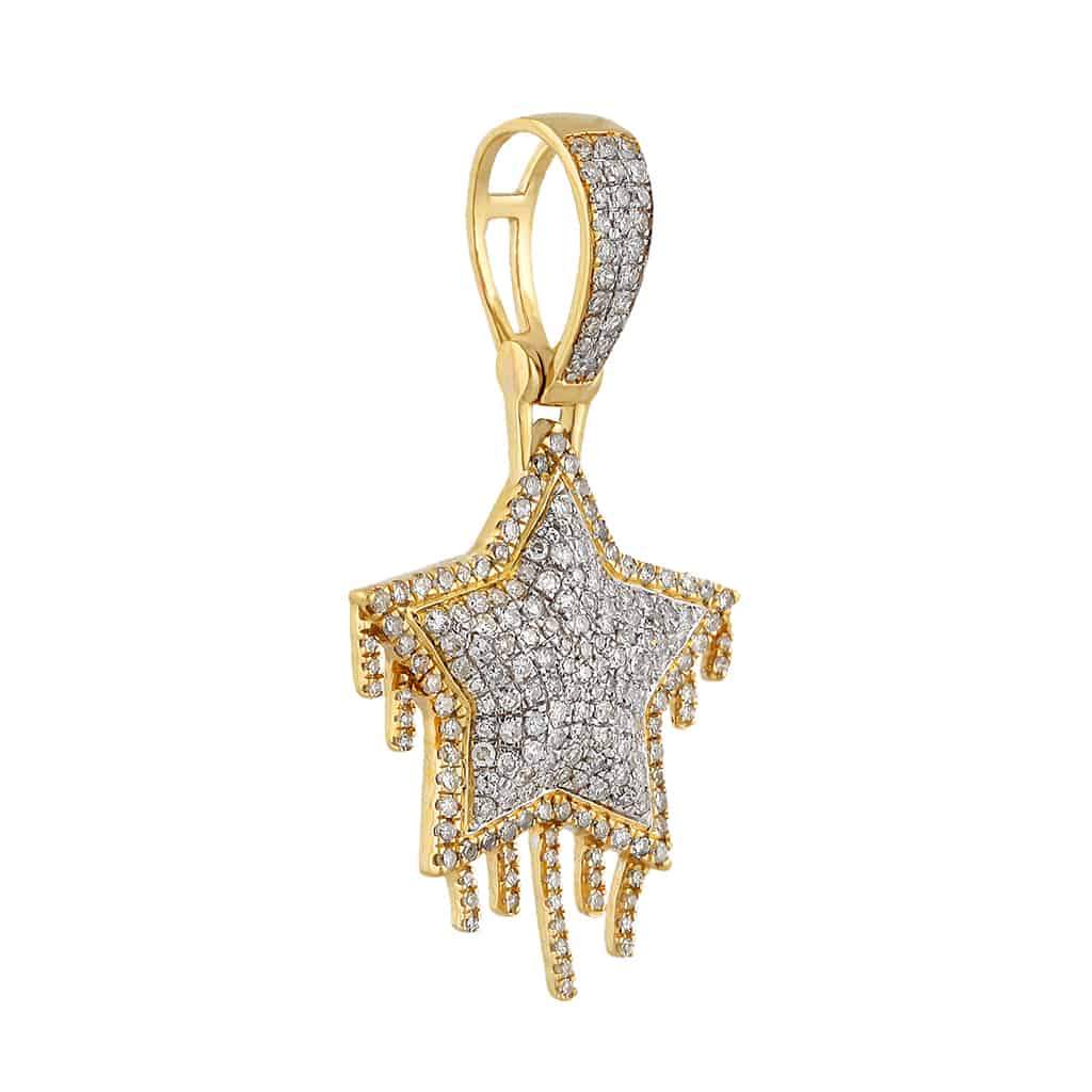 Dripping Star Diamond Pendant yellow gold