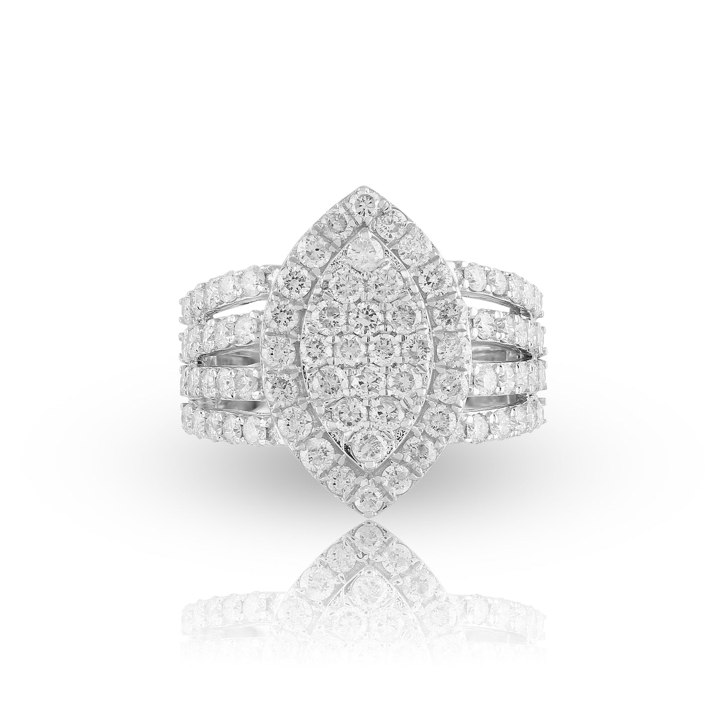 10K Yellow Gold Marquise Shape Round Diamond Ring