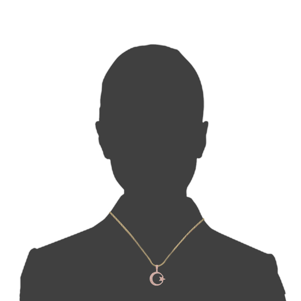 Yellow Gold Diamond Star and Moon Pendant
