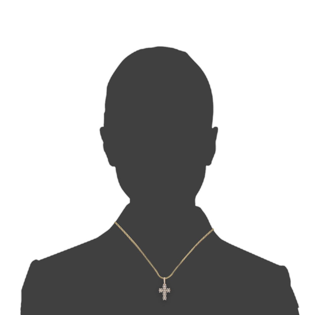 Yellow Gold Round Diamond Cross Pendant