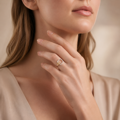 Two-Tone Gold Diamond Link Ring with 0.16 CTW Natural Diamonds