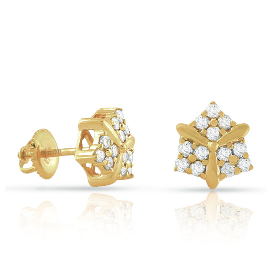 0.49ct Yellow Gold White Round Diamond  Stud Earring by Truth Jewel