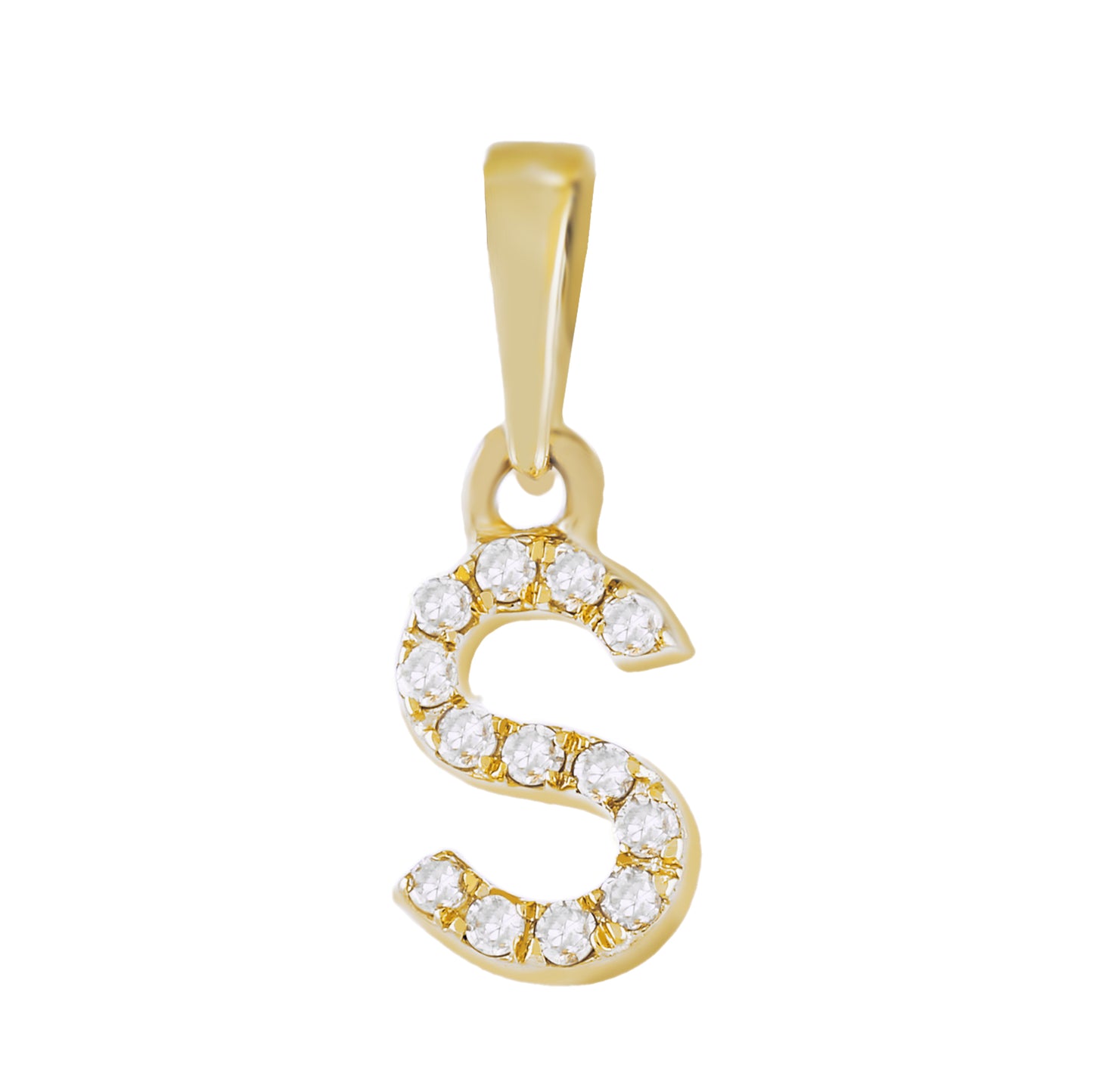 Yellow Gold Round Diamond Initial Letter Pendant by Truth Jewel