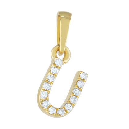 Yellow Gold Round Diamond Initial Letter Pendant by Truth Jewel