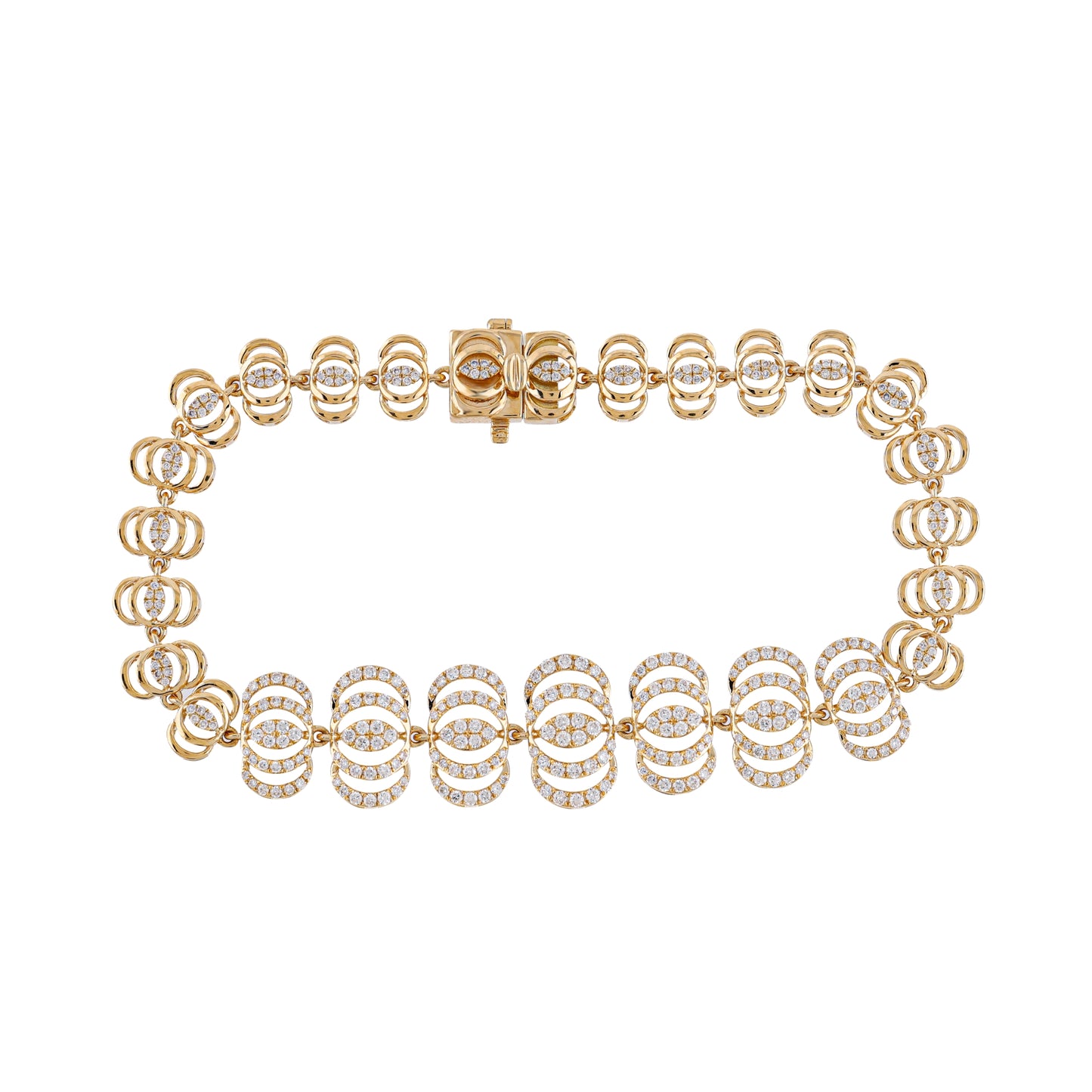 10K Yellow Gold Diamond Link Bracelet | Pavé Designer Statement Bracelet