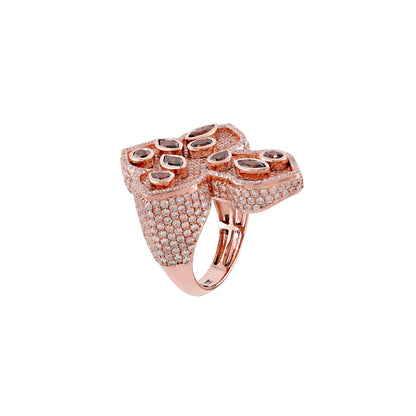 10K Rose Gold Diamond & Brown Marquise,Oval,Pear Cross Ring | Luxury Statement Faith Ring