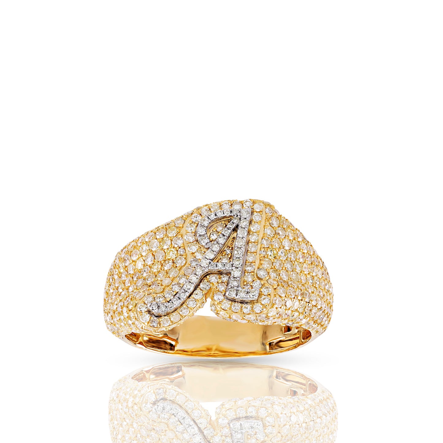 Initial Letter Statement Ring with Diamond Pave By Truth Jewel