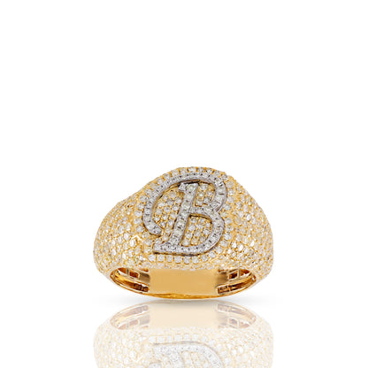 Initial Letter Statement Ring with Diamond Pave By Truth Jewel