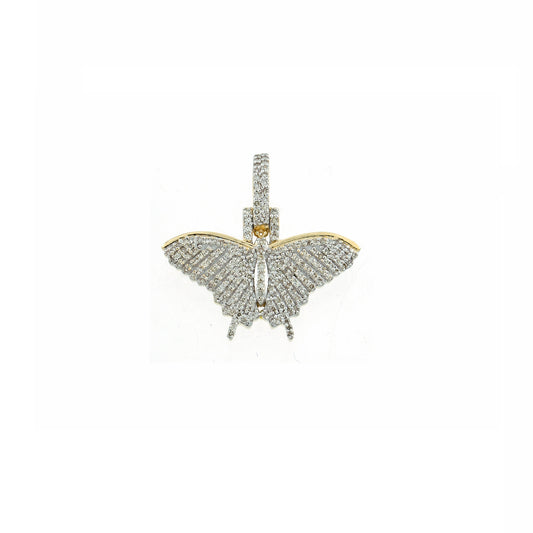 Yellow Gold White Diamond Butterfly Pendant by Truth Jewel