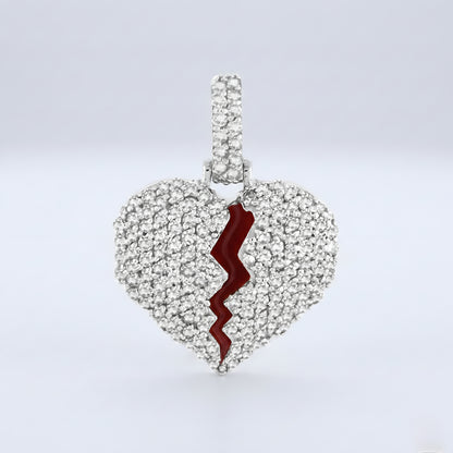 Yellow Gold White Diamond Broken Heart Pendant