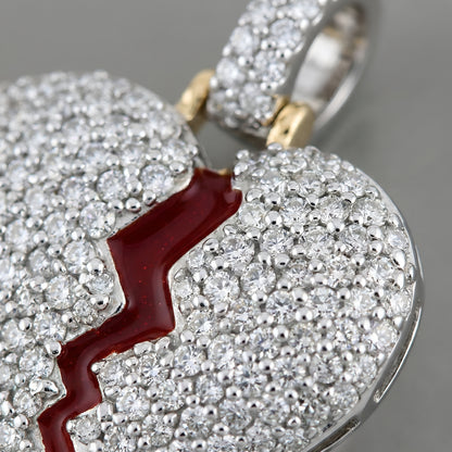 Yellow Gold White Diamond Broken Heart Pendant