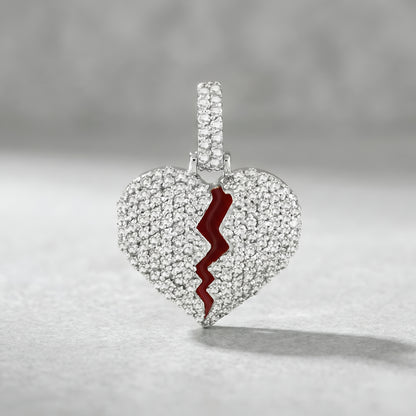 Yellow Gold White Diamond Broken Heart Pendant