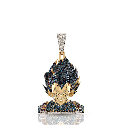 Vegeta Blue Diamond Bust Pendant – Luxury Anime Statement Jewelry