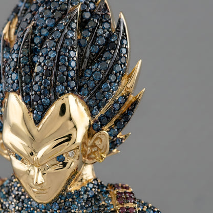 Vegeta Blue Diamond Bust Pendant – Luxury Anime Statement Jewelry