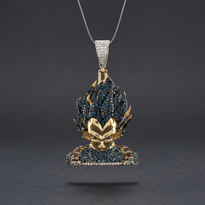 Vegeta Blue Diamond Bust Pendant – Luxury Anime Statement Jewelry