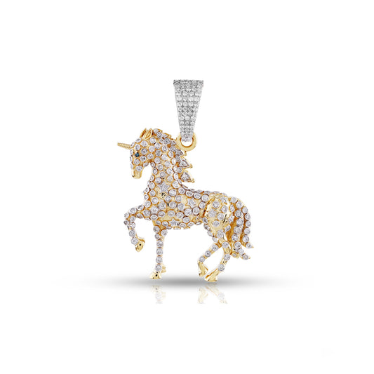 Yellow Gold White Diamond Horse Pendant by Truth Jewel