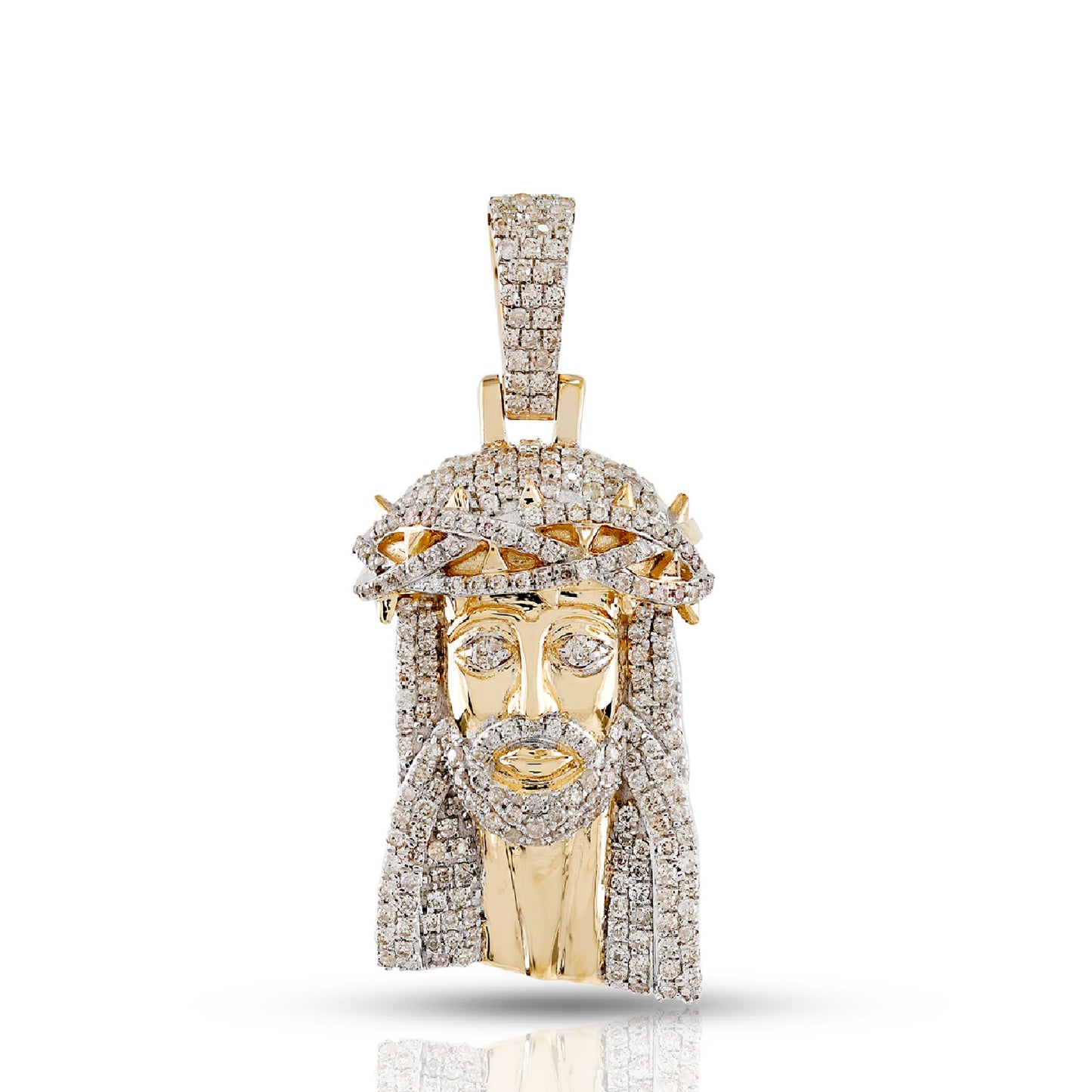 Yellow Gold Diamond Jesus Face Pendant By Truth Jewel