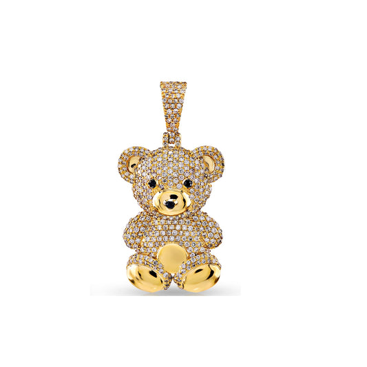 10K Yellow Gold Diamond Teddy Bear Pendant