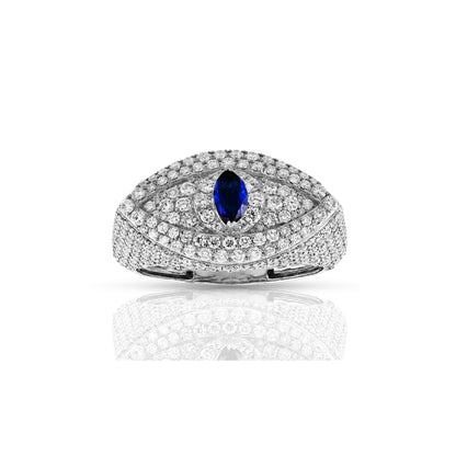 925 Silver CZ Round Diamond Evil Eye Ring