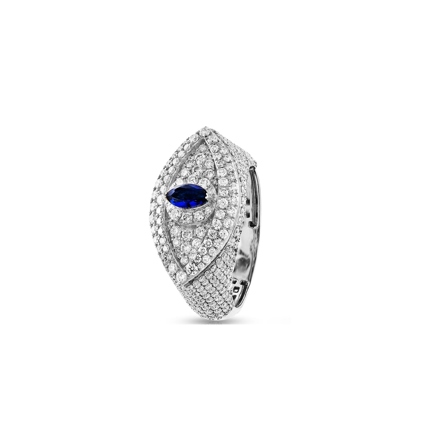 925 Silver CZ Round Diamond Evil Eye Ring