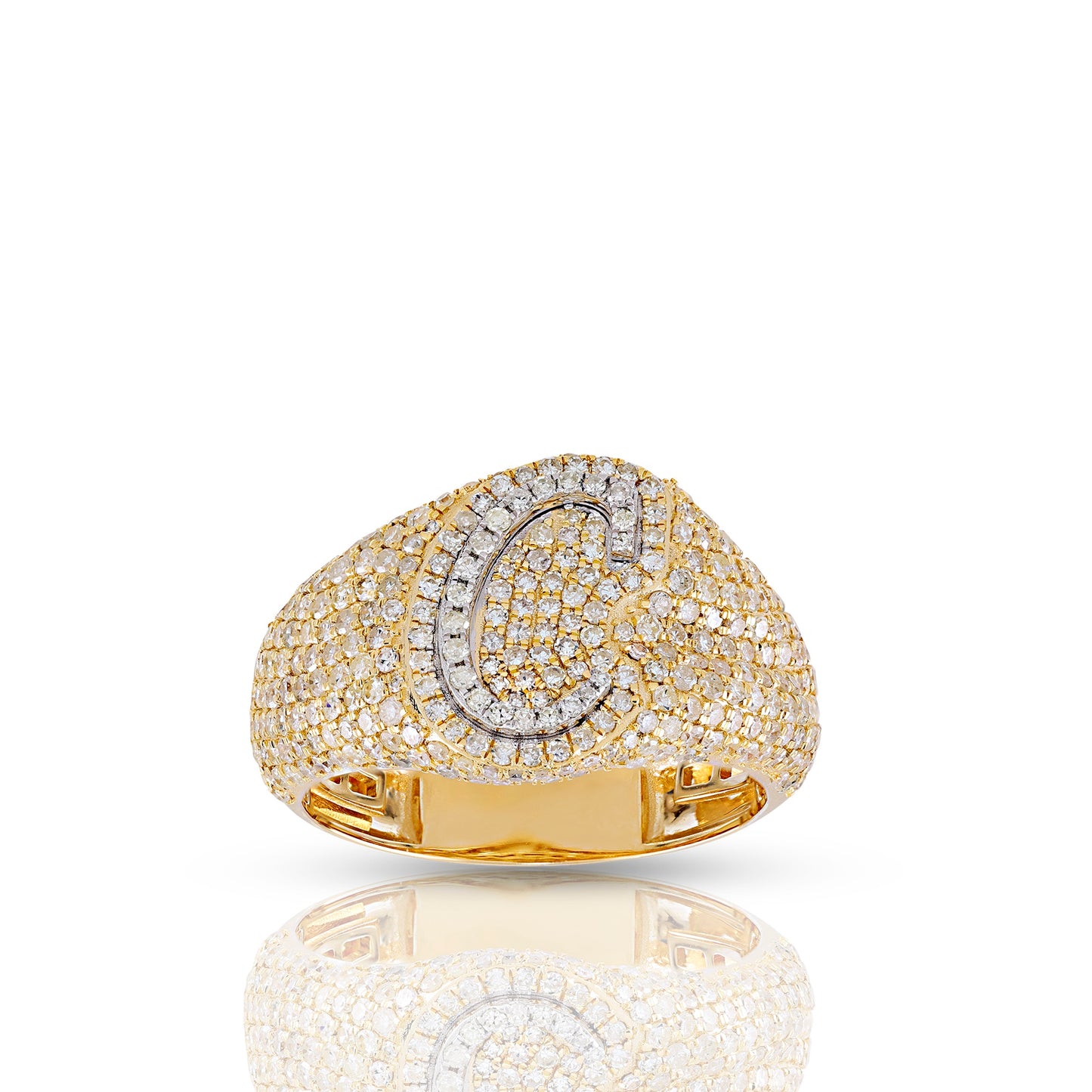 Initial Letter Statement Ring with Diamond Pave By Truth Jewel