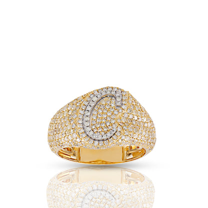 Initial Letter Statement Ring with Diamond Pave By Truth Jewel