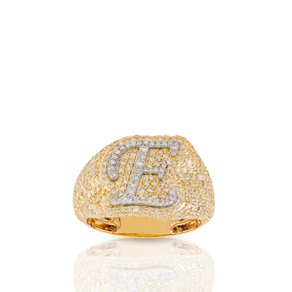 Initial Letter Statement Ring with Diamond Pave By Truth Jewel