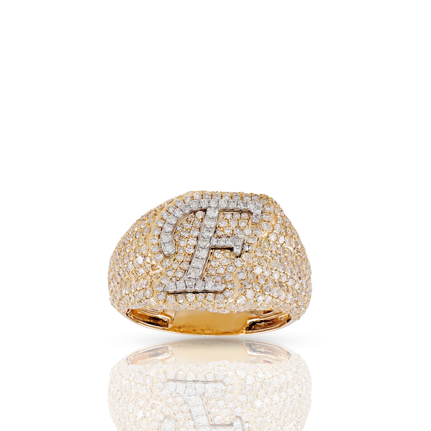 Initial Letter Statement Ring with Diamond Pave By Truth Jewel