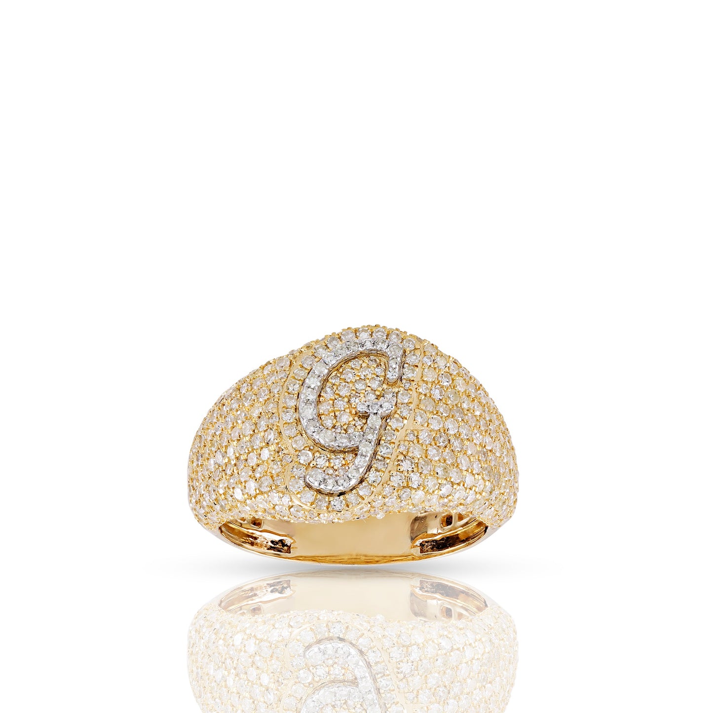 Initial Letter Statement Ring with Diamond Pave By Truth Jewel