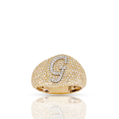 Initial Letter Statement Ring with Diamond Pave By Truth Jewel