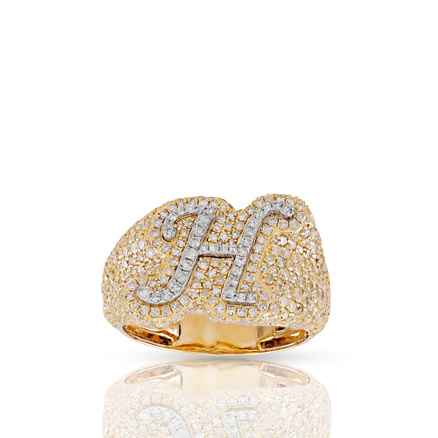 Initial Letter Statement Ring with Diamond Pave By Truth Jewel