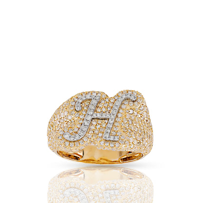 Initial Letter Statement Ring with Diamond Pave By Truth Jewel