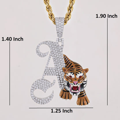Custom Tiger Initial A Diamond Pendant with 1.5CTW