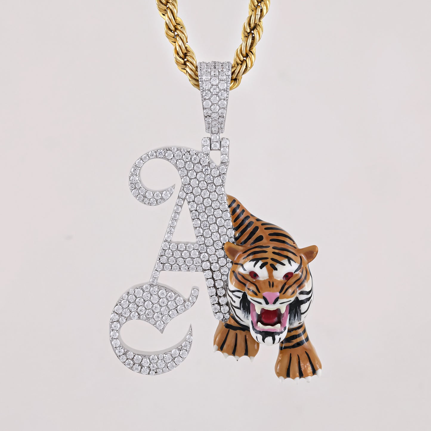 Custom Tiger Initial A Diamond Pendant with 1.5CTW