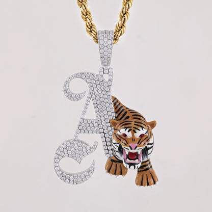 Custom Tiger Initial A Diamond Pendant with 1.5CTW