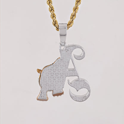 Custom Tiger Initial A Diamond Pendant with 1.5CTW