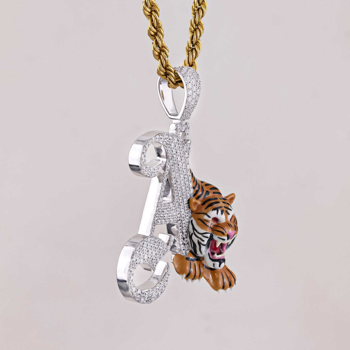 Custom Tiger Initial A Diamond Pendant with 1.5CTW
