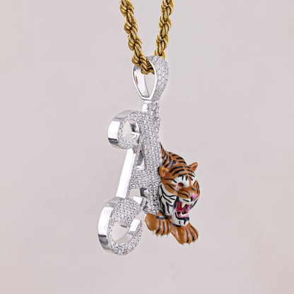 Custom Tiger Initial A Diamond Pendant with 1.5CTW