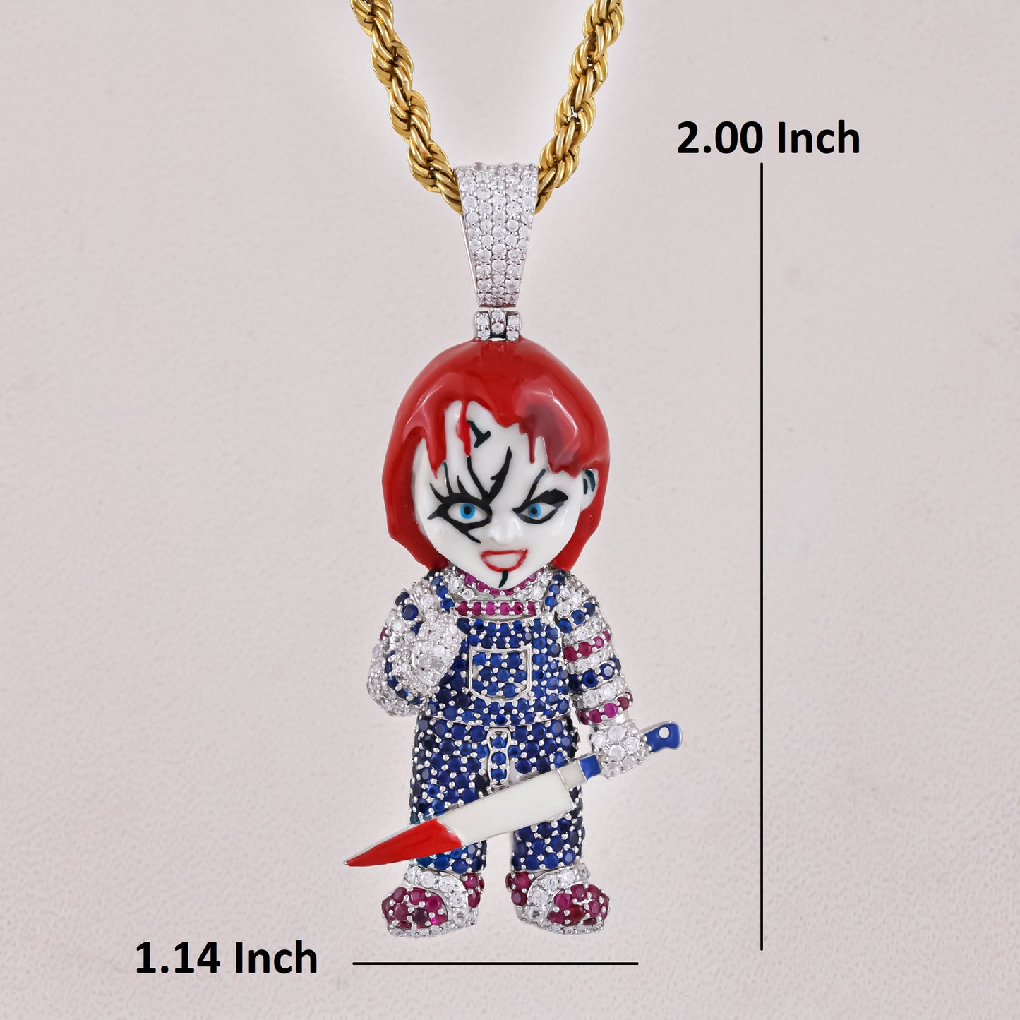 Chucky Pendant with 3.2CTW in White Gold Finish